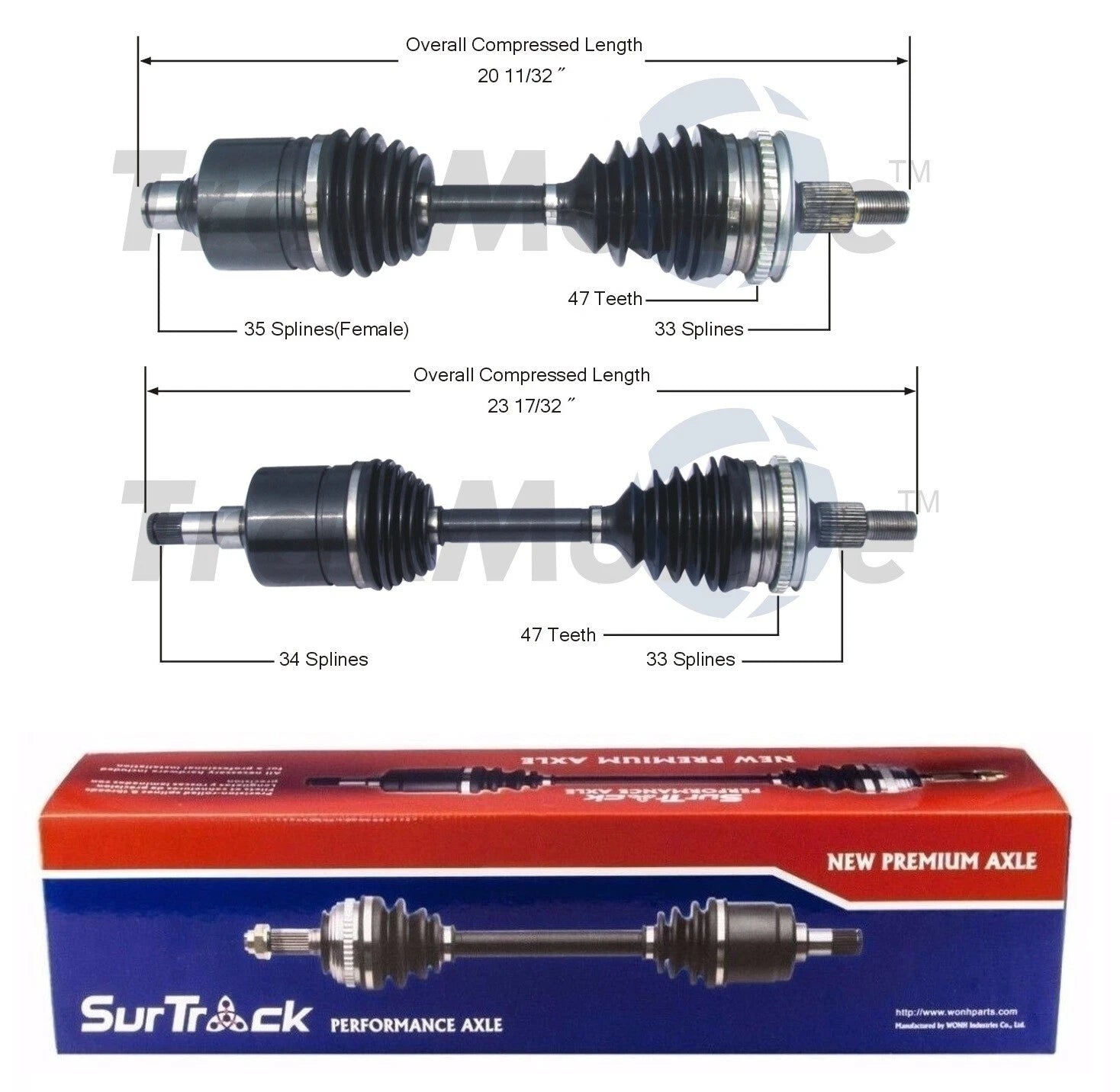 Set of 2 Front CV Axle Shafts for Buick Chevrolet Oldsmobile (FWD)