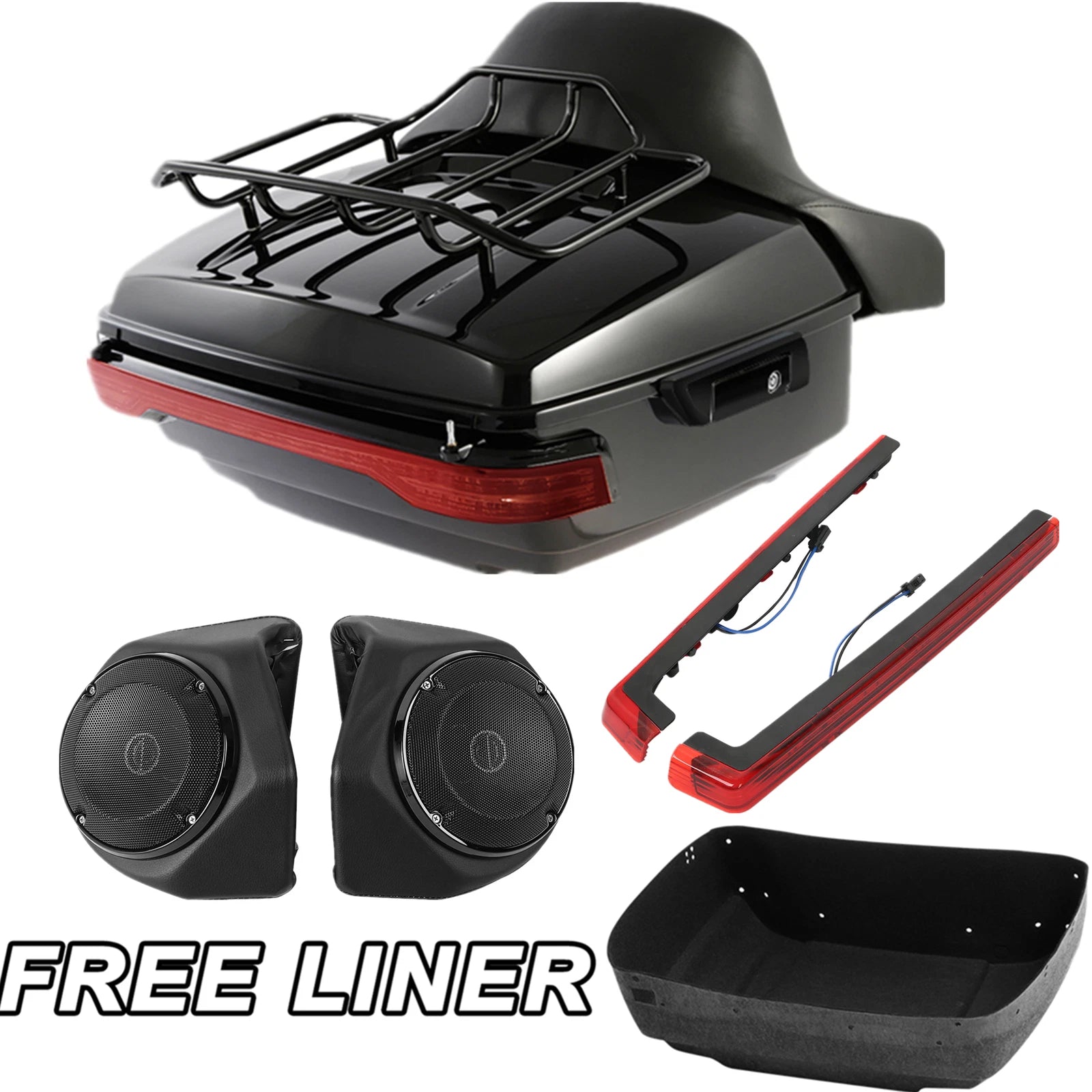 Trunk Pad Rack Tail Light Speakers for Harley Touring (2014–2023)