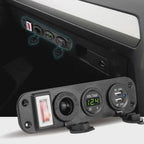 Dual USB 12V Outlet Panel with Voltmeter for Universal Applications (0-24V)