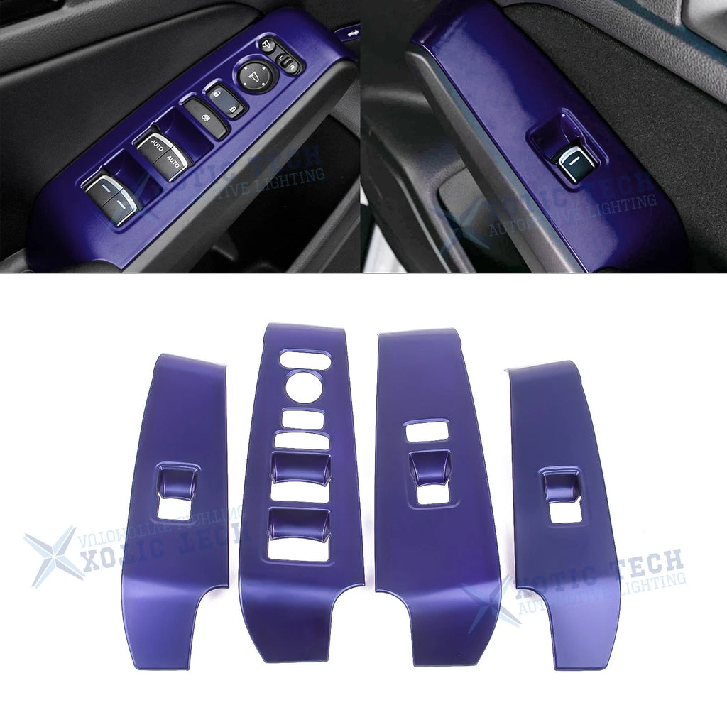 4Pcs Blue Interior Window Lift Button Cover Trim for Honda Civic (2022–2025)