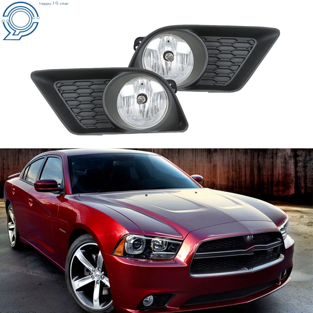 Set of 2 Clear Front Bumper Fog Lights for Dodge Charger (2011–2014)