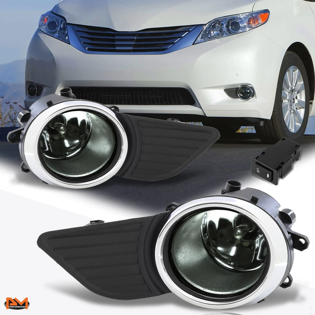 Fog Lights with Switch and Chrome Bezel for Toyota Sienna (2011–2017)