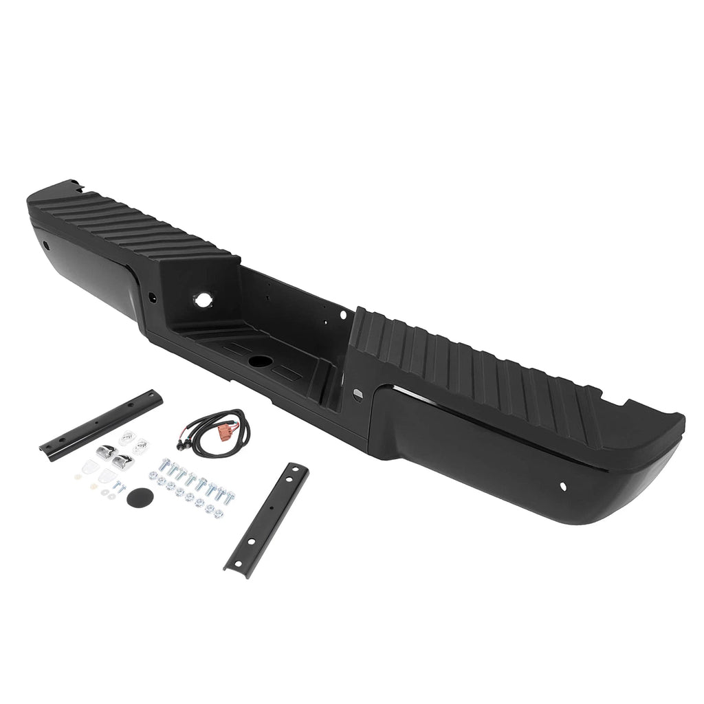 Black Steel Rear Step Bumper for Ford F-250 F-350 F-450 (2008–2016) w/Sensor Holes