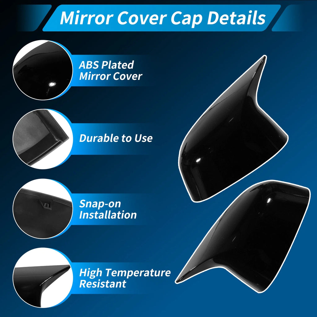 1 Pair Gloss Black Side Mirror Cover Cap for BMW X3 G01 X4 G02 X5 (2017–2024)