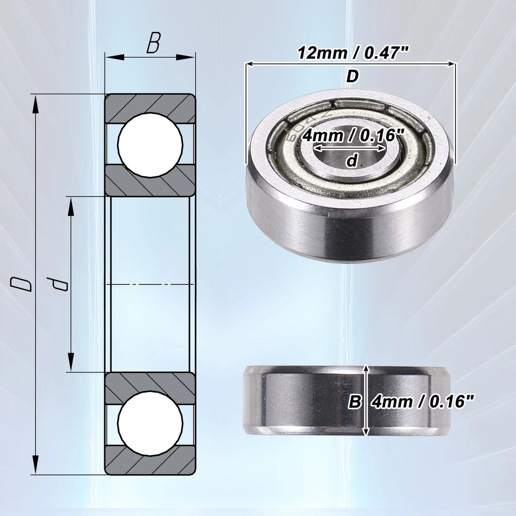 8 Pcs 604ZZ Deep Groove Ball Bearings for Various Models 