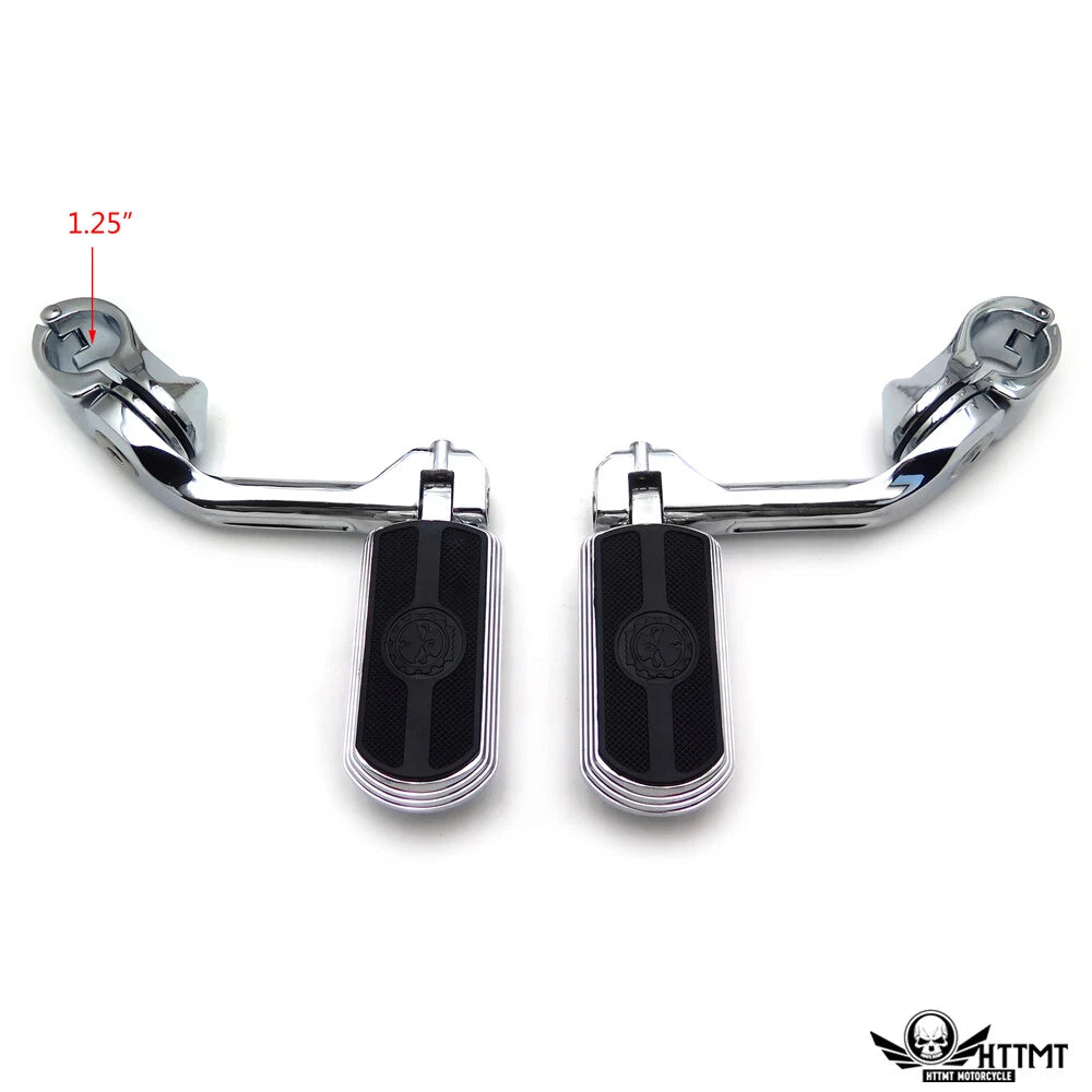 5" Angled Gear Skull Foot Pegs for Harley Sportster (32mm, 1.25" Clamp)