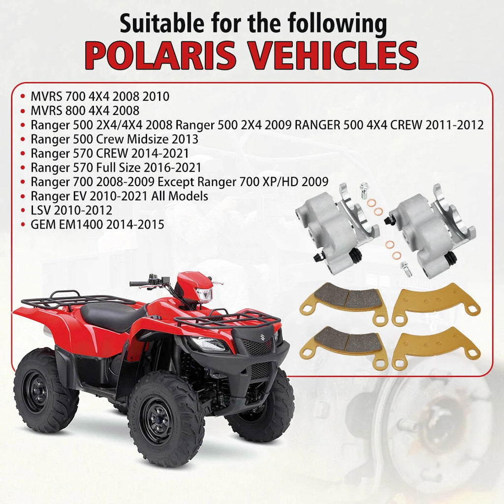 Front Brake Calipers & Pads for Polaris Ranger 700 EV (2008–2021)