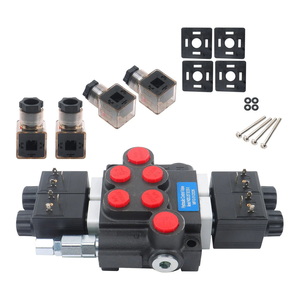 Hydraulic Solenoid Valve 2 Spool 12V DC 3600 PSI for