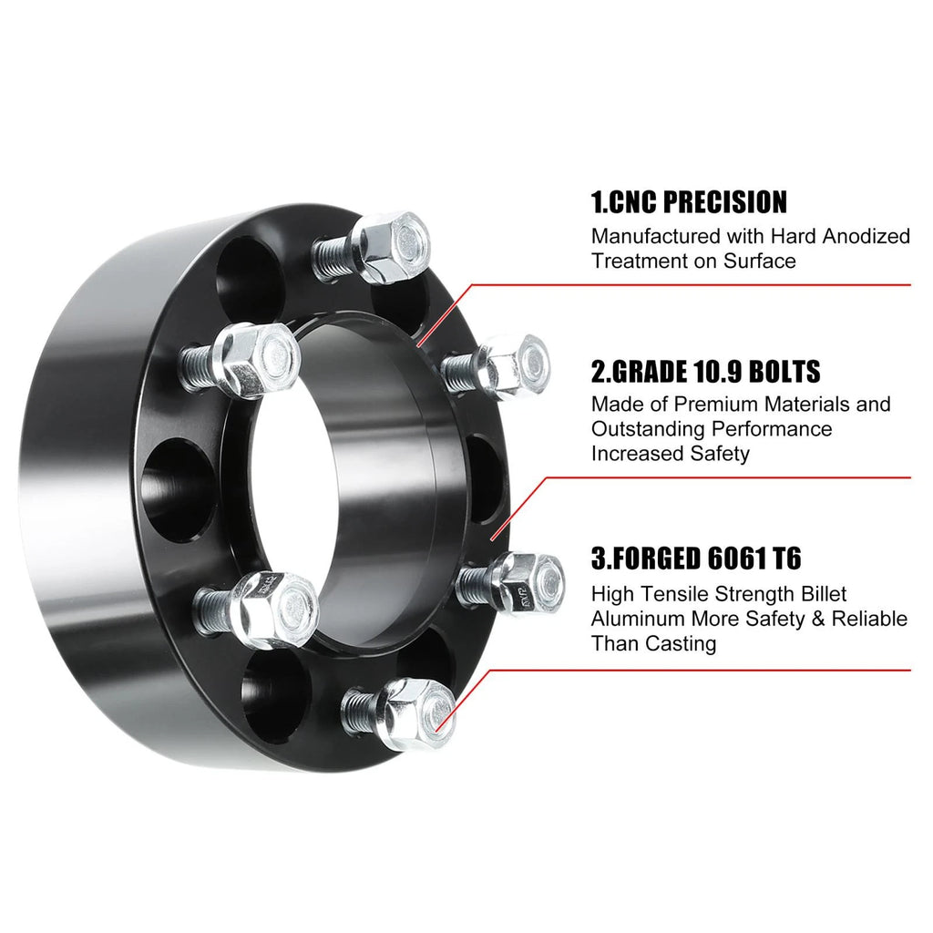 Set of 4 Wheel Spacers Adapters for 6 Lug Vehicles (M12x1.5, 6x5.5")