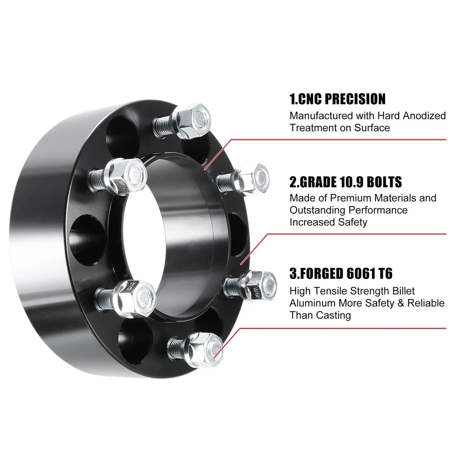 Set of 4 Wheel Spacers Adapters for 6 Lug Vehicles (M12x1.5, 6x5.5")