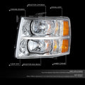 Left Chrome Housing Headlight Lamp for Chevy Silverado 1500 2500 3500 HD (2007–2014)