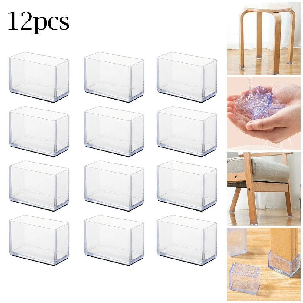 Set of 12 Silicone Chair Leg Cap Feet Cover Pads for Floor Protection