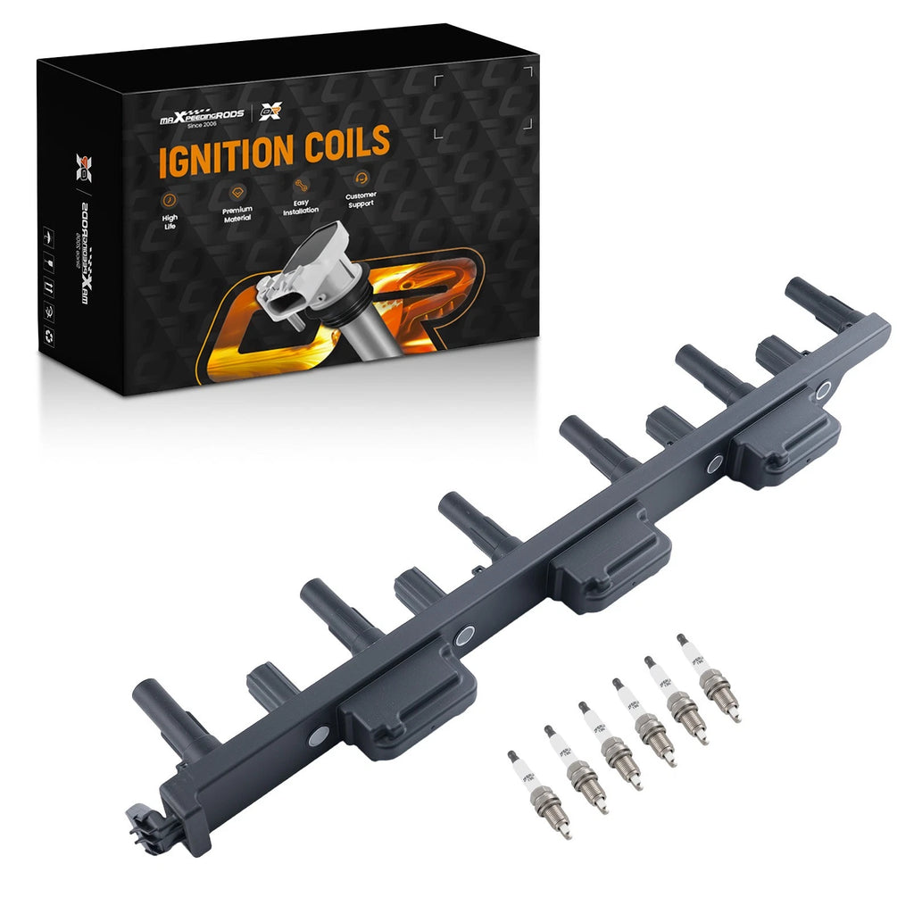 Ignition Coil & 6pcs Spark Plugs for Jeep Grand Cherokee WJ 4.0L 2000-2004