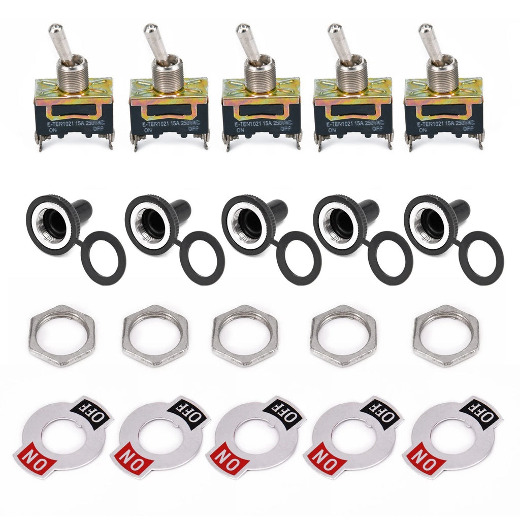 5pcs 15A 250V 2Pin SPST Rocker Switch for Boat Yacht Tractor