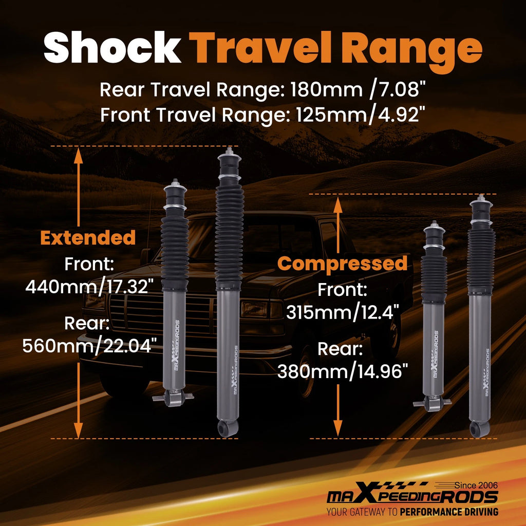 Complete Lowering Shocks Set for Ford F-150 2WD (1997–2004) 3" Front 6" Rear Drop