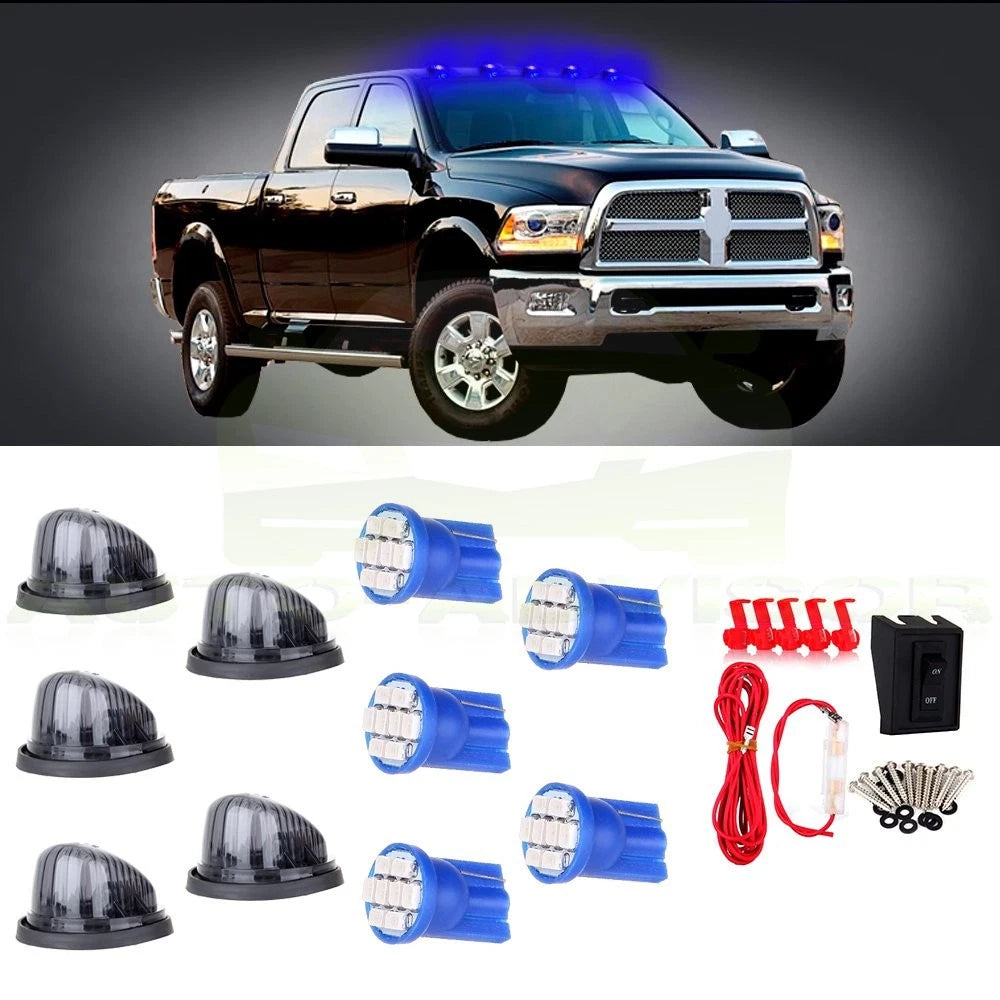 5X 12V LED Bulbs with Round Light Smoke Covers & Wiring Pack for Chevy