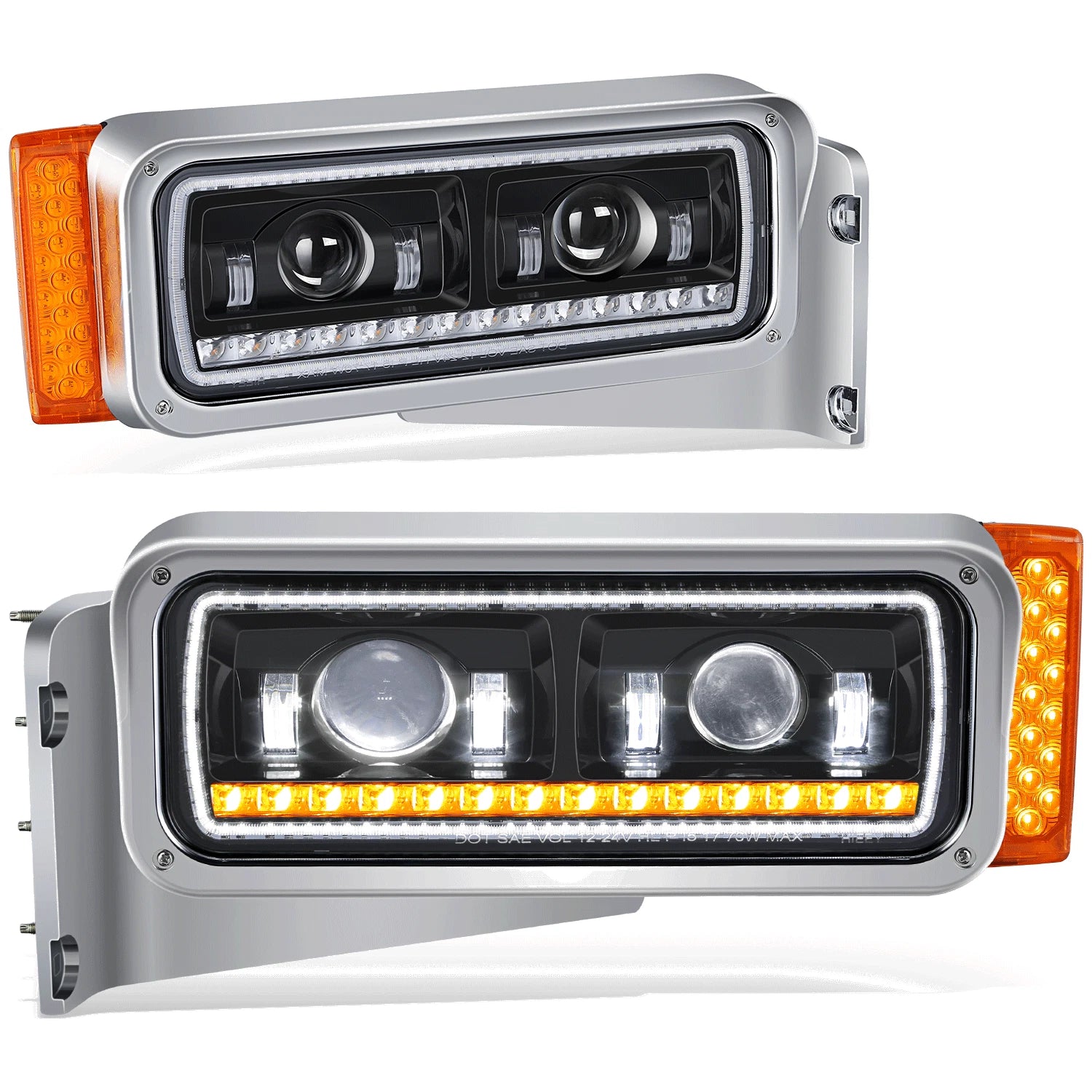 Projector LED Sequential Headlights for Peterbilt 359 379 389 (1981–2021)
