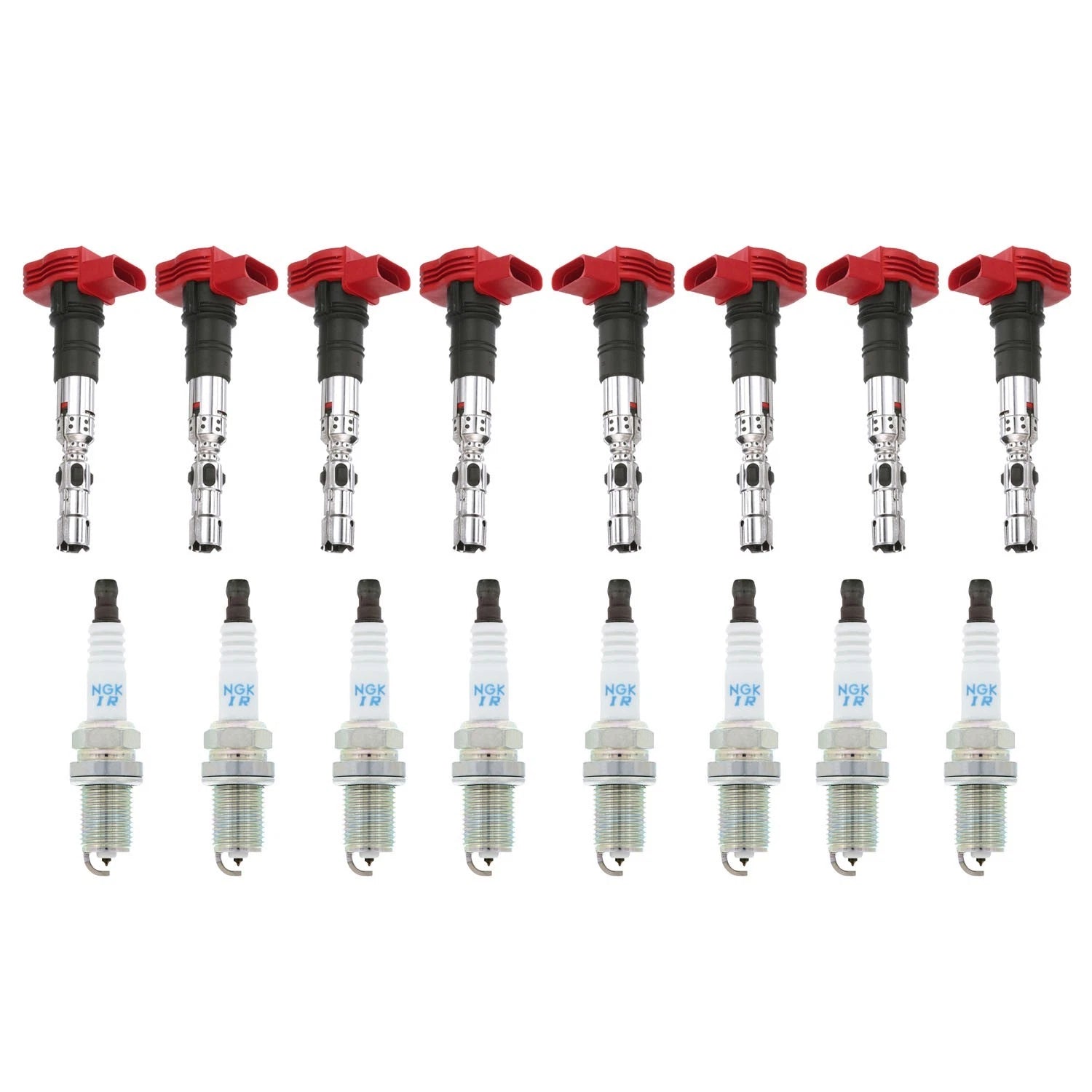 Set of 8 Ignition Coils & NGK Iridium Spark Plugs for Touareg A8 Quattro V8 (2004–2010)