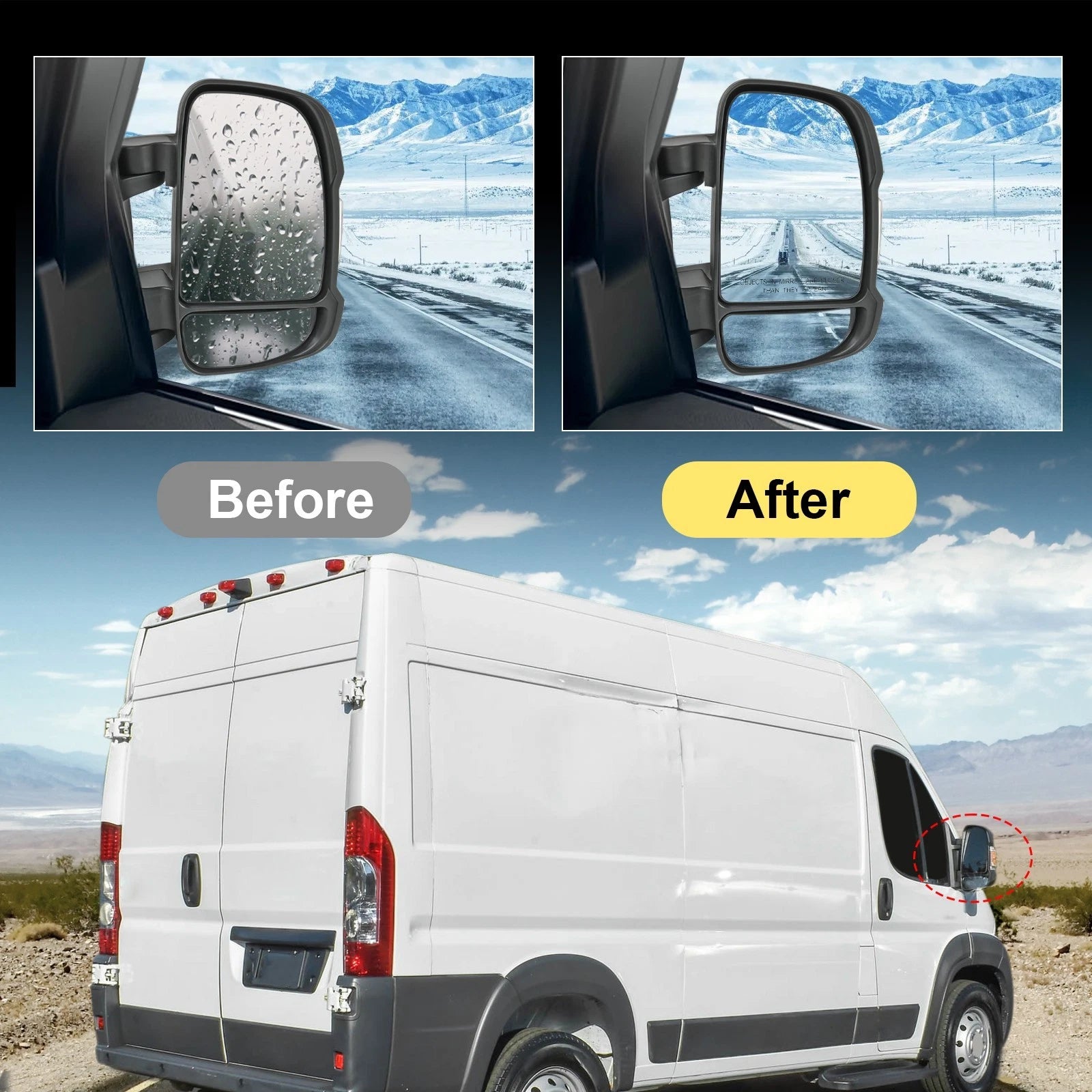 Right Side Mirror for Ram ProMaster 1500 2500 3500 (2014–2021) with Signal Light