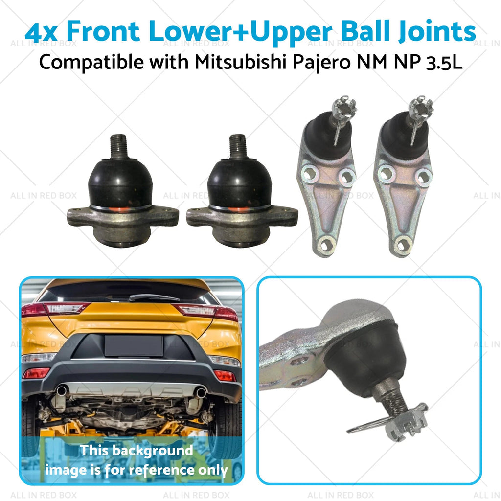 4X Front Lower & Upper Ball Joints for Mitsubishi Pajero NM NP (2000–2011)