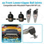 4X Front Lower & Upper Ball Joints for Mitsubishi Pajero NM NP (2000–2011)