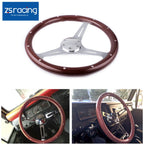 15" Matte Silver Steering Wheel for - Dark Stained Wood Grip