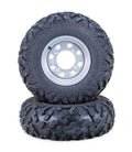 Set of 2 LIBRA ATV Tires & Wheels 26x11-12 6-Ply 4-156 PCD 4+3 Offset Silver