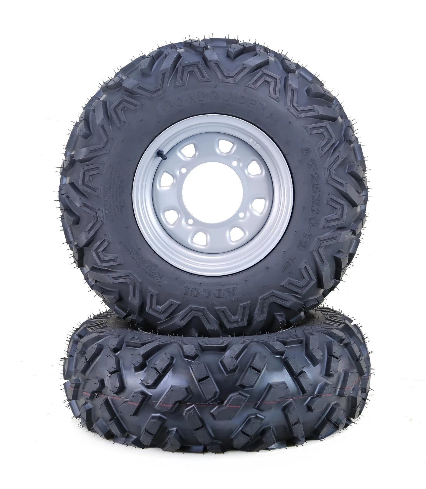 Set of 2 LIBRA ATV Tires & Wheels 26x11-12 6-Ply 4-156 PCD 4+3 Offset Silver
