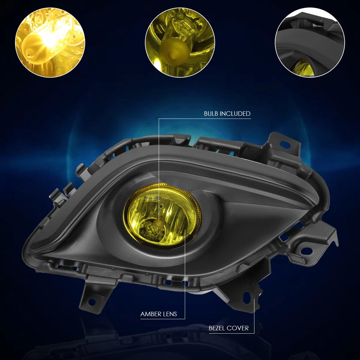 Fog Lights for Mazda 6 (2014–2016) - Amber Lens, Switch, Black Bezel