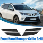 Set of 2 Front Hood Bumper Grille for Toyota RAV4 (2013–2015) Silver Tone