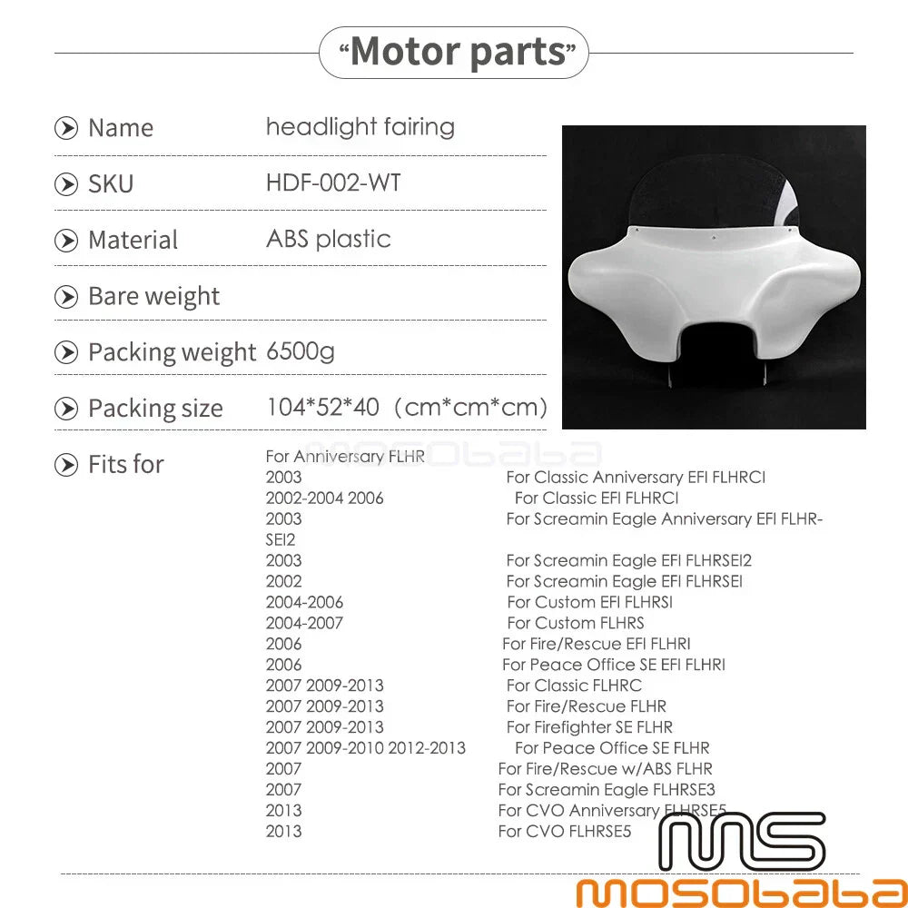 Detachable Batwing Fairing Windshield & 6x9 Speakers for Harley Road King (94+)