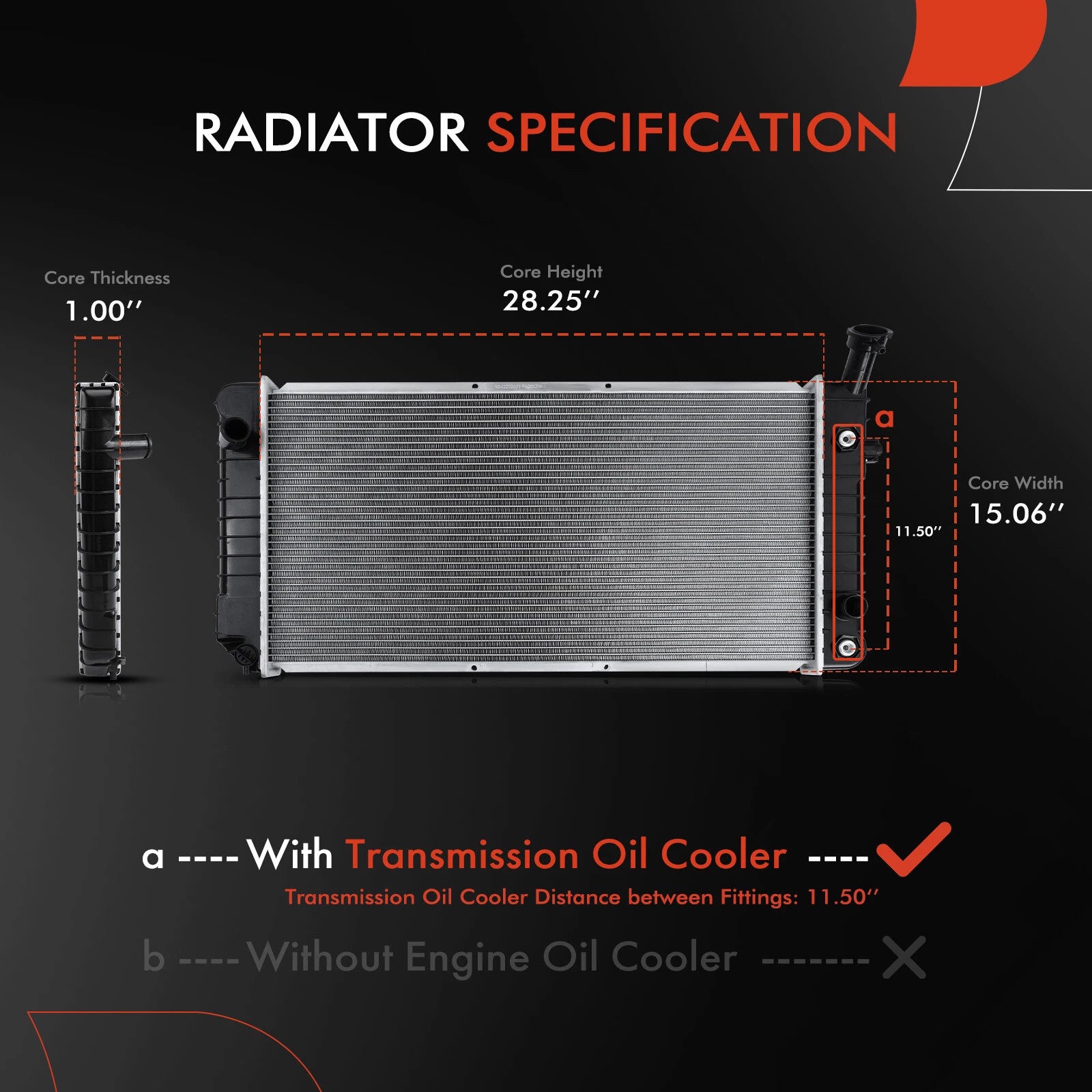 Radiator with Oil Cooler for Buick Regal (1991–1993)
