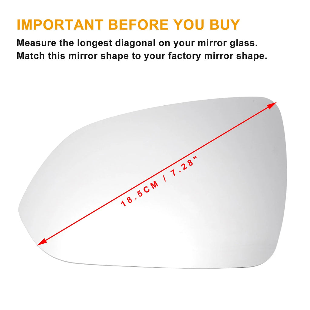 Left Side Heated White Mirror Glass for KIA Rio (2017–2020)
