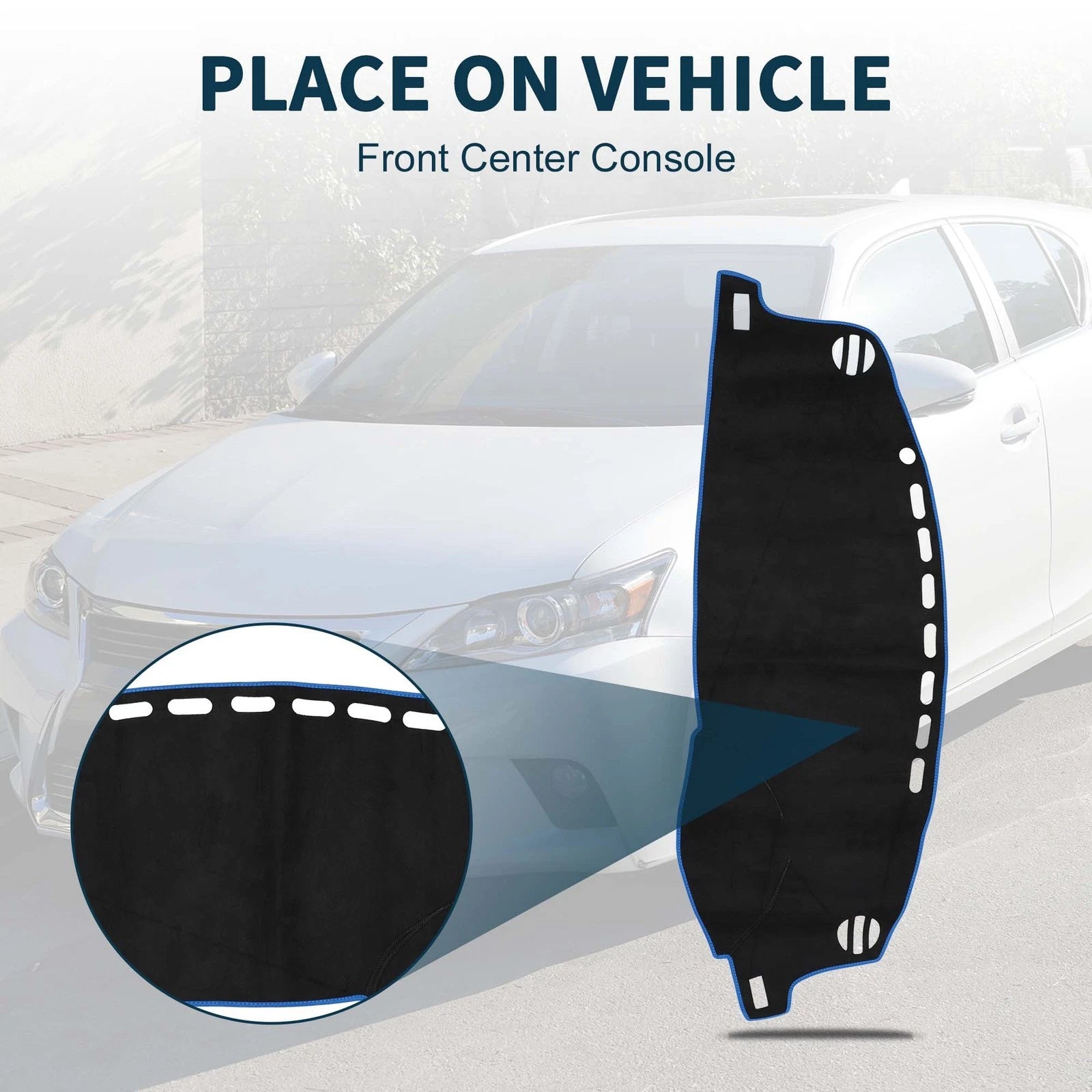 Dashboard Cover Mat for Lexus CT 200H (2011–2019) Sun Protector Black Blue