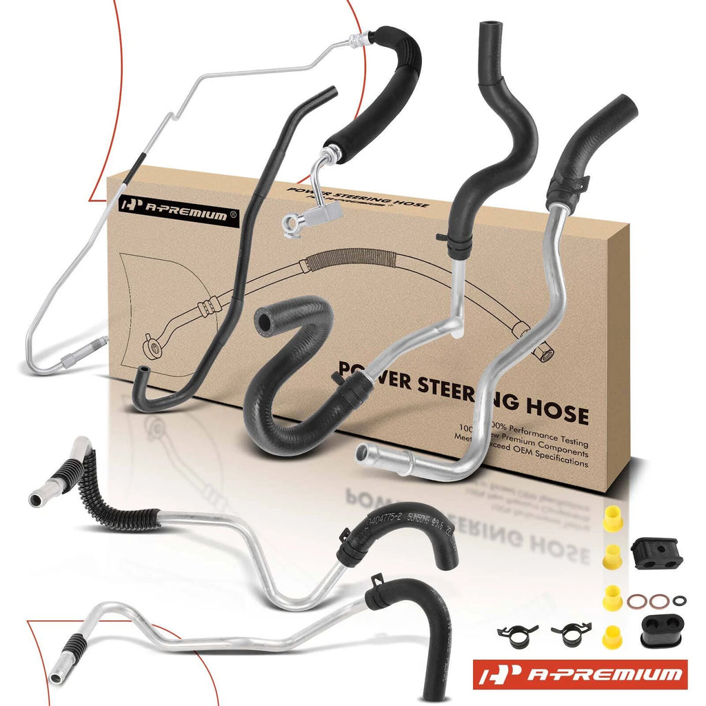 Set of 4 Power Steering Pressure & Return Line Hose Assembly for Nissan (2007)