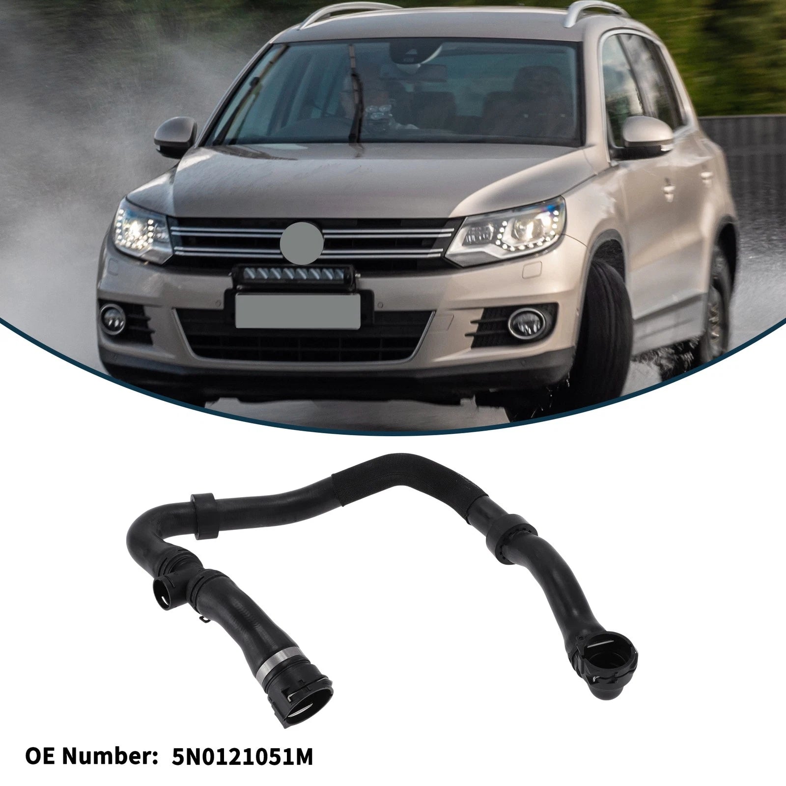 Radiator Hose for Volkswagen Tiguan (2007–2018) No. 5N0121051M Rubber