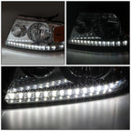 Set of 2 Chrome Housing Amber Side LED DRL Headlights for Ford F150 (2004–2008)