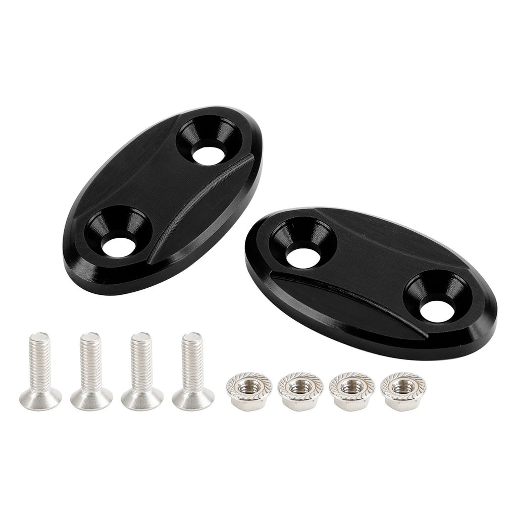 Black mirror delete blanking block off plates for Kawasaki ZX-6R (2003–2004)