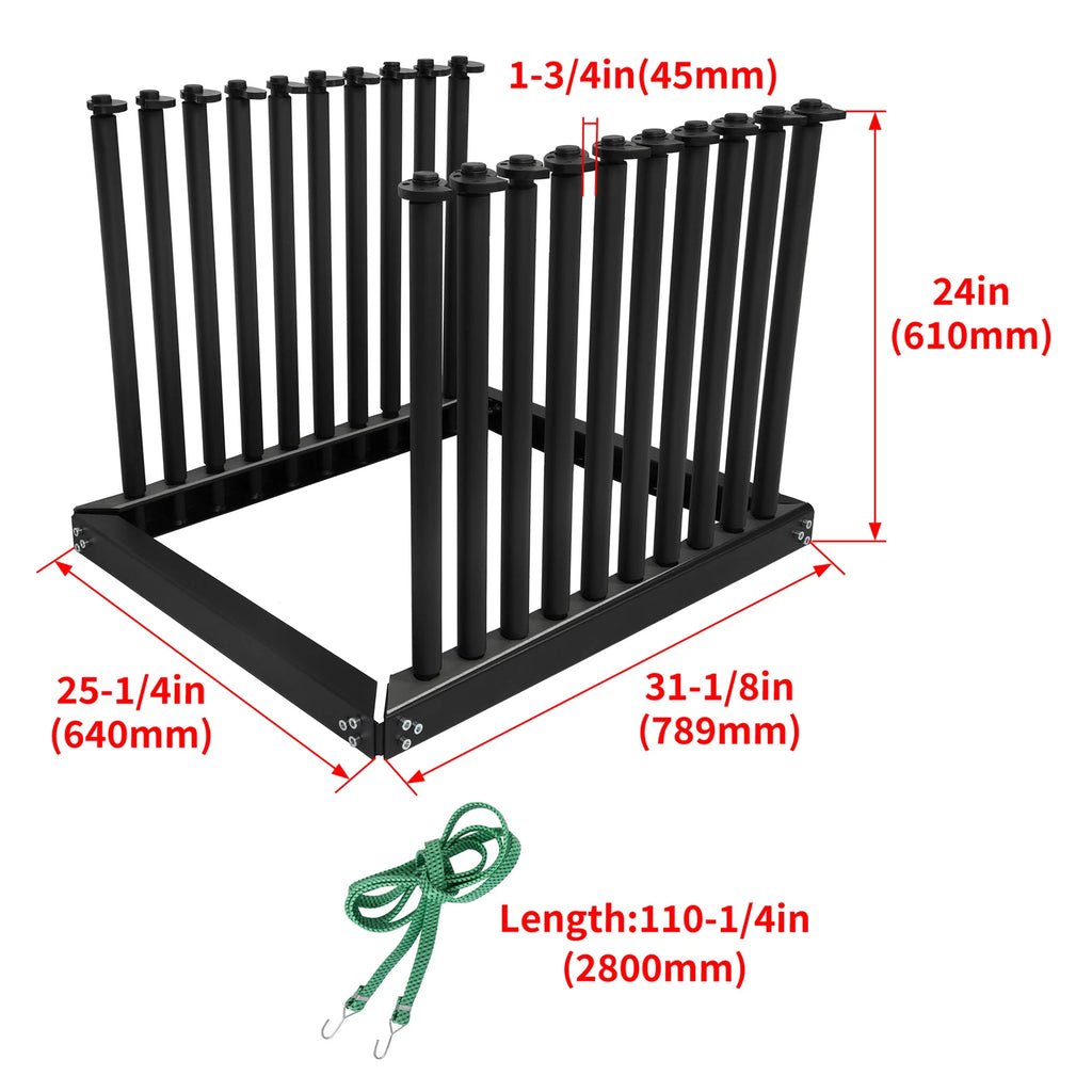 Black Steel Windshield Rack for Auto Glass Cargo (9 Lite)