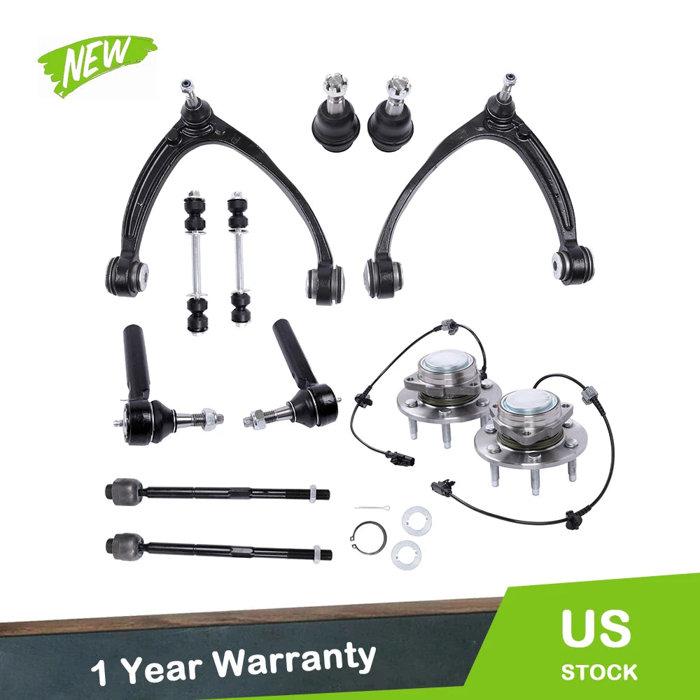 12pc Suspension Kit for Sierra 1500 2WD (2014–2018) - Wheel Bearing Hubs, Control Arms