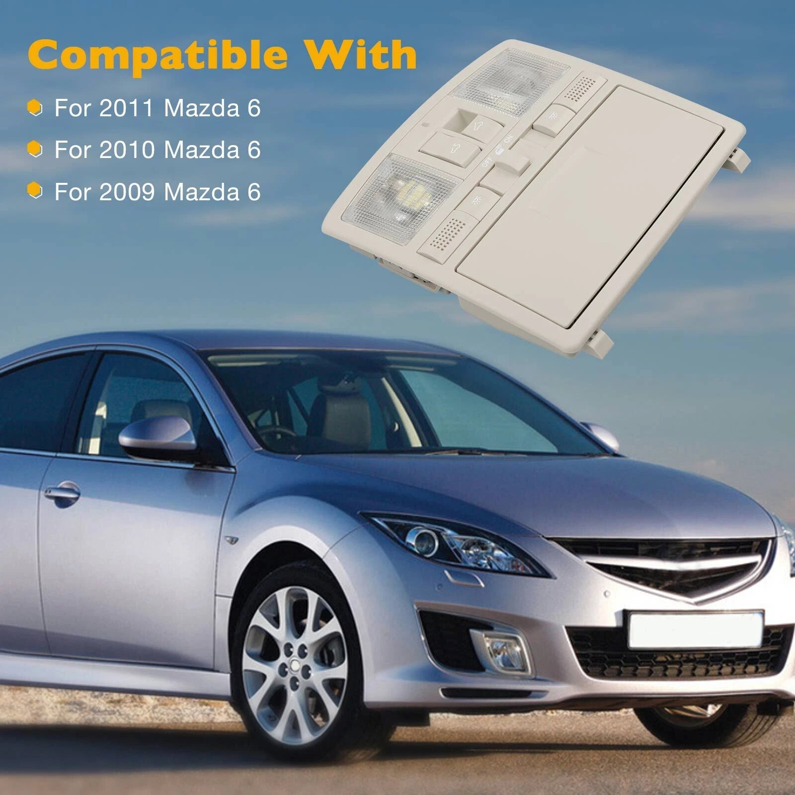Overhead Sunroof Console Reading Light with Sunglass Holder for Mazda 6 (2009-2015)