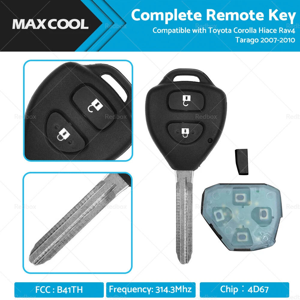 Complete Remote Key for Toyota Corolla Hiace RAV4 Tarago (2007–2010)