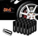 20Pc M12X1.25 Black JDM Open-End Acorn Hex Wheel Lug Nuts + Extension 25mm