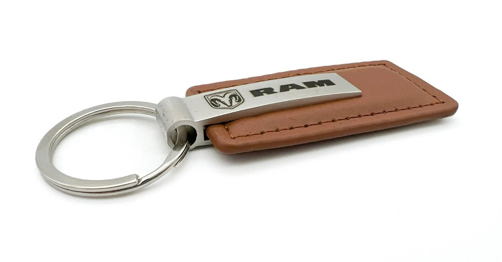 Leather Key Fob Brown Rectangle with Dodge Ram Emblem for Dodge Ram (2009–2024)