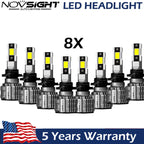 8X 9005 H11 LED Headlight Combo for