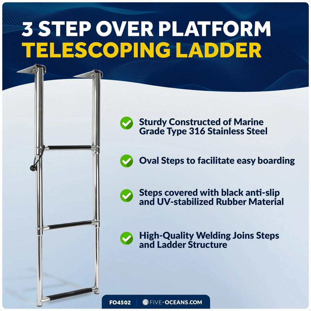 3 Step Telescoping Boat Ladder for Over Platform (Boat Swim Ladder)