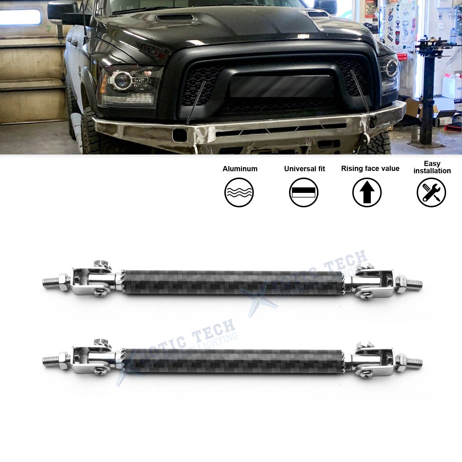 Bumper Racing Lip Rear Diffuser Rod Strut for Ram Lincoln Rivian (2024–2025)