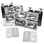Set of 8 Chrome Headlight, Bumper, Corner, Red 3D LED Tail Light for C10 C/K Truck (1994–2002)