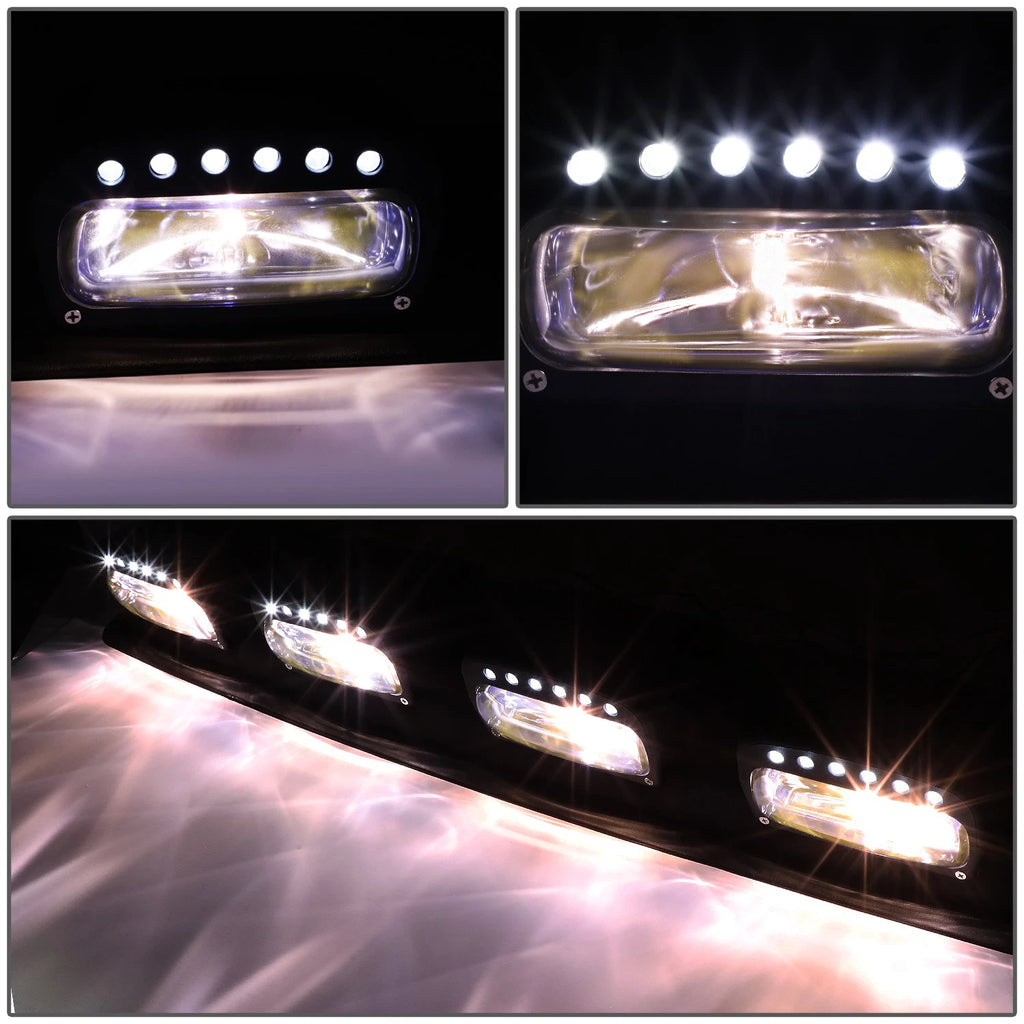 4X Off-Road Roof Top Mount Fog Lamp Bar for w/LED Blue Lens