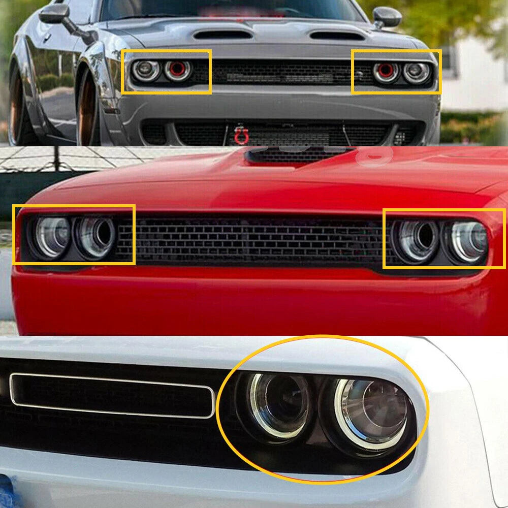 Pair Front Headlight Lamp Bezel Trim for Dodge Challenger (2015â2021)